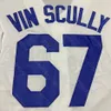 67 Vin Scully Jersey Voice 1950 2016 Yama Beyaz Mavi Gri Siyah Serin Base Tüm Dikiş