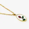 Pendant Necklaces Charm Oval Dried Flower Fashion Real Resin Necklace Do Not Forget Me Rose Women's JewelryPendant