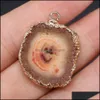 Konst och hantverk Natural Stone Irregar Round Agate Slice Charms Pendant Healing Reiki Crystal Finding For DIY Halsband WO Sports2010 DH0XN