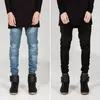 Jeans pour hommes Biker Men Slim Denim Pants Blue plissé Luxury Designer Jean Motorcycle JeansMen's Heat22