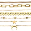 Charm Armband 2st/sets rostfritt stålkedja flerskikt för kvinnors paljetter Stjärna hjärtmåne armband handgjorda enkla juvelrycharm