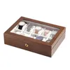 Uhrenboxen Hüllen Retro Holz 10 Slot Box Handgelenk Aufbewahrungskoffer Samtfutter Exquisites Geschenk Staubdichter Schmuck Männer Frauen OrganizerWatch Hele22