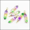 Charms Risultati dei gioielli Componenti Wire Wrap Color Grad Glass Crystal Pendenti esagonali per orecchini fai da te Neckl Dh4Zx