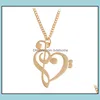 Pendant Necklaces Pendants Jewelry New Fashion Loving Heart Music Note Necklace Gold/Sier/Rose Gold Plated Wholesale 5964 Drop Delivery 20