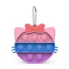 Söt Unicorn Fidget Keychain ananas Simple Dimple Holder Key Car Toy Push Mini Toys Charm Animal Trinket av DHL Meeop