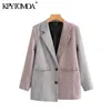 Vintage élégant patchwork effiloché blazer manteau femmes 2020 mode manches longues poches tenue de bureau vêtements d'extérieur chic hauts lj201021