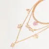 Hänghalsband bohemisk söt fjäril choker halsband för kvinnor street stil uttalande guld färg bokstav juvelrypendant