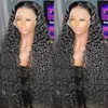 32 pouces Wave Wave Lace Frontal Human Hair Wigs for Black Women Wet and Wavy Synthetic Loose Deep Wave Fermeure Wig