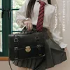 Evening Bags Japanese Preppy Style JK Uniform Shoulder School Women PU Leather Large Briefcase Tote Handbag For Girls BackpackEvening