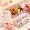 Dinnerware Sets Kawaii Portable Lunch Box For Girls School Kids Plastic Picnic Bento Microwave With Compartments Storage Container1496493