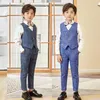 Ensembles de vêtements printemps automne adolescents garçons costumes mariages Blazers pantalons enfants fête vêtements Plaid enfants école Costume messieurs