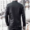 Mäns frostad skinnjacka Autumn Winter Fleece Casual Fashion Stand Collar Moto Jacket Men Slim High Quality Pu Leather Coats L220801