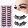 10 Par D Curl False Eyelash Extension Mjuka ryska fransar Tjock Long Faux 3D Mink -ögonfransar