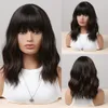 Bobo Bobo Deep Curly Wigs Synthétique Black Natural Sight Highlight Brown Wig Bangs for Women Daily Party Fibrefactory résistant à la chaleur Direct