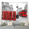Tapisserie rétro Big Ben rouge, boîte de téléphone, paysage de rue de londres, moderne Fa