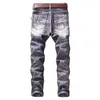 Red Tie Dye Men's Jeans Spring Autumn Grinding White Slim Fit Pants Fashion Casual Male Denim Cotton Trousers Pantalones