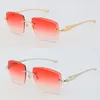 Selling Metal Rimless Sunglasses 3524012 Unique Oversized Shapes Large Square Gradient Lenses Surround Eyewear C Decoration 18K Gold Frame glasses Sunglasses