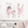 Adesivi murali principessa Cartone animato Unicorno Vinile Decorativo Poster per camerette per bambini Adesivo balletto 220716