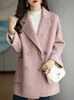 Women's Wool Blends Manteaux d'hiver pour femmes mode mélanges de laine pardessus femme élégant solide épais manteau Double boutonnage longues vestes pour les femmes 220826