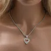 New Arrived T Square Love Shape Pendant Necklace Copper Inlaid Cubic Zircon Heart Necklace