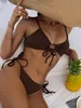 Sexy Bikini Plain Woman Summer Swimsuit Swimwear Women`s Feminine Bikinis Set 2 Pieces Swimming Beachwear for Bathing Suit 220408