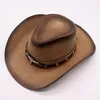 Boinas de chapéu de alta qualidade Cowboy West Fashion Faux Leather Metal Bull Head Decoration