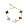 Bracciale colorato con ciondoli a 5 fiori e trifoglio, gioielli in acciaio al titanio placcato oro per le donne, regalo2982551