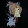 Łańcuchy Mężczyźni Chłopiec Hip Hop Biżuteria Z Listem Big BANK Pieniądze Wisiorek Iced Out Bling 5A Cubic Cyrkon Betonowa Lina Łańcuch Naszyjniki Łańcuchy