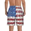 Men's Shorts License Plate Flag Of The USA Mens Mesh Lining Beach Pants Punk Car Board With Pockets Swim Summer SwimmingMen's