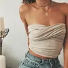 Summer Crop Top Women Strapless s Sexy Tube Sleeveless Backless s Elegant Knit Tanks Camis White Pink Beige 220325