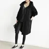 Fashion Female Autumn Casual Sleeve Hooded Medium Long Overcoat Loose Windbreaker Coat Spring Trench Plus Size 220726