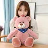 CM Kawaii Teddy Bear com travesseiro de cachecol de triângulo fofo de bonecos de animais macios de pelúcia de petoche de brinquedo de brinquedo dos namorados j220704