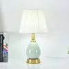 Lampes de table Style lampe moderne en céramique verte pour chambre chevet éclairage de nuit E27 bouton interrupteur jaune LightTable