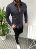 4 Colors Men's Casual Shirts Long Sleeve Rivet Stitching Fashion Tops Mens Outdoor Clothes Shiny Shirt