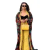 Ethnic Clothing Chic 2 Piece Set European And American Sexy Print African Abaya Design Bra Top Pants Cape Coat Scarf Women Sets DressEthnic