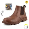 Mikrofiber deri çelik ayak parmağı ponksiyona dayanıklı endüstriyel açık iş ayakkabıları ile kış güvenlik botları martin ayak koruması