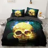 luxury Bedding Sets 3D CustomDuvet Cover Set QueenKingQuiltBlanket Cover Set3 PCS Bed seBlack and white Skull bed linen Duvet Cover 220616