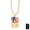 Pendentif Colliers FLOLA Émail USA Drapeau Collier Pour Femmes Hommes Cuivre Zircon 4 Juillet Mode Plaqué Or Bijoux Cadeaux Nkeb228