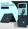Dual Color PU Leather Case met Intrekbare Polsband Houder Stand Cover Voor Samsung Galaxy Z Flip 3 Flip 4 Z Flip 5