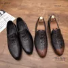 Klänning Skor Krokodil Vintage Mode Men Formell Casual Leather Business Wedding Loafers Designer Bogue Office