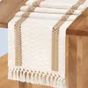 Vlovelife Macrame Runner da tavolo in tela naturale con giunture in cotone Boho Runner da tavolo con nappe Bohemian Rustic Home Wedding 220414