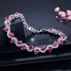 Exquisite Womens Bracelets jewelry Charm bracelet Round Switzerland AAA Cubic Zirconia Red White Green Ruby 18K Gold Plated Silver1490057