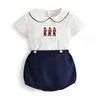 Garçon Coton Vêtements Ensemble Bébé Espagne Boutique Vêtements Enfant Costume D'été Chemise Pour Bébé Jarretelles Pantalon Enfant Fête D'anniversaire Tenues 220419