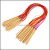 Tyg och sy hem textilier trädgård mti-färg stickningsverktyg 18 st/set slät natur cirkar bambu kolsyrade nålar hantverk garnverktyg