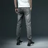 Erkekler Sıska Beyaz Kot Moda Sıradan Elastik Pamuk İnce Denim Pantolon Erkek Marka Giyim Siyah Gri Khaki 220813
