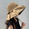 Breite Krempeln Hats Sommer für Frauen Sun Hut Strand Ladies Fashion Hepburn Ribbon Stroh Panama Lady Cap Freizeit am Meer Urlaub