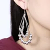 Dangle & Chandelier Sale Silver Plated Earring,Wedding Party Jewelry Accessories,Three Lines Beaded Ball Long Drop Earrings For Women 2022