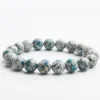 Frau Männer dehnen Kristall Natursteinarmband 11 mm 12 mm echter Granit Azurit Blau Kristall Natural K2 Jas pro Armband275o