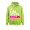 Mäns Hoodies Sweatshirts Denna tjej älskar Jesus Faith Based Quote Christian Pullover Hoodie Senaste Normala Kvinnor Sportkläder Fitness