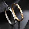 18k Guldsmycken 4st Geometric Big CZ Stone Armband Titanium Steel Love Bangle Armband för kvinnliga gåvor